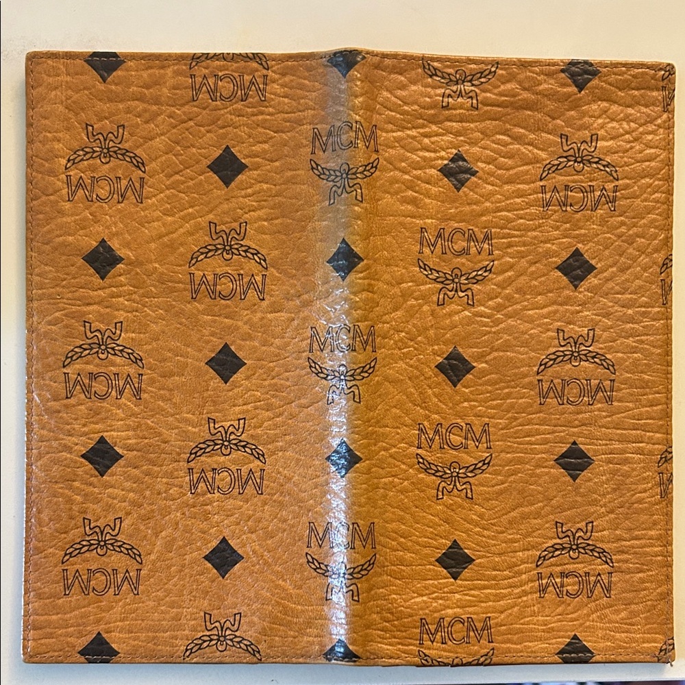 MCM Cognac Visetos Leather Brown Bifold Wallet size:7.25” L x 3.75” H - Picture 8 of 14